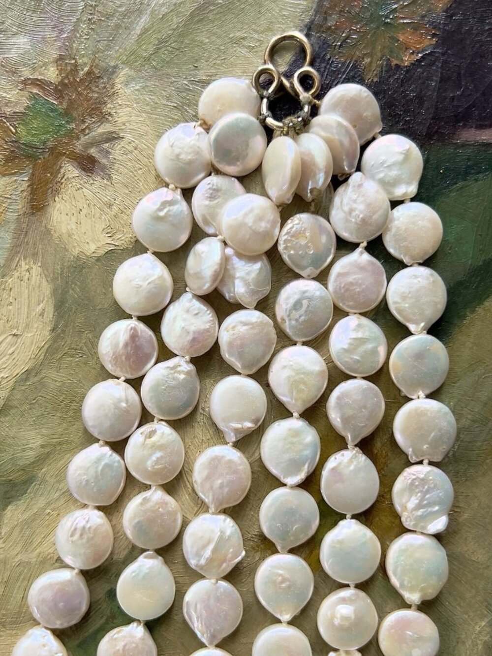 Vintage Six Strand Coin Pearl Necklace - Picture 7 of 12